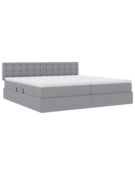 Letto con contenitore e materasso Grigio chiaro 200 x 200 cm
