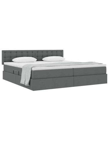 Letto con contenitore e materasso Grigio scuro 200 x 200 cm