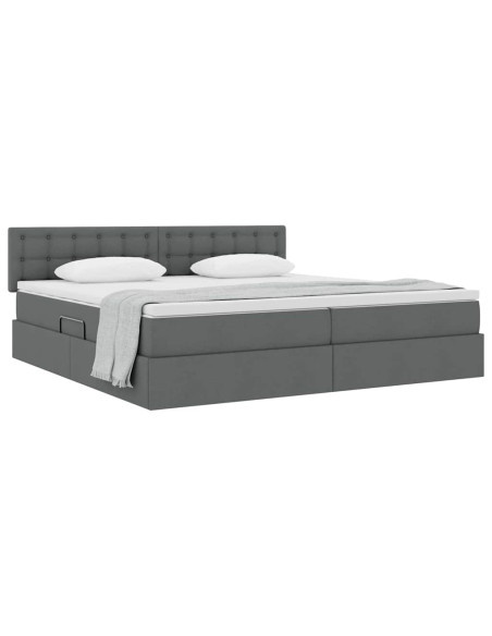Letto con contenitore e materasso Grigio scuro 200 x 200 cm