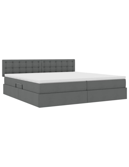 Letto con contenitore e materasso Grigio scuro 200 x 200 cm