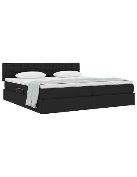 Letto con contenitore e materasso Nero 200 x 200 cm
