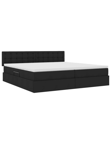 Letto con contenitore e materasso Nero 200 x 200 cm