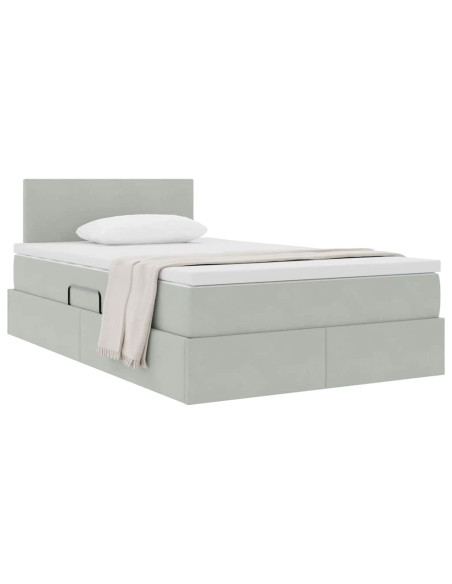 Letto con Contenitore Grigio chiaro 120 x 190 cm Velluto
