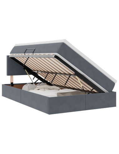 Letto con Contenitore Grigio scuro 120 x 200 cm Velluto