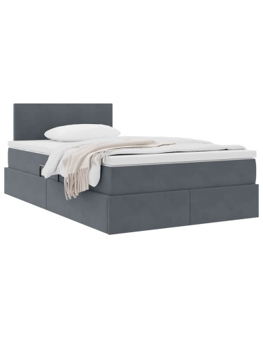 Letto con Contenitore Grigio scuro 120 x 200 cm Velluto
