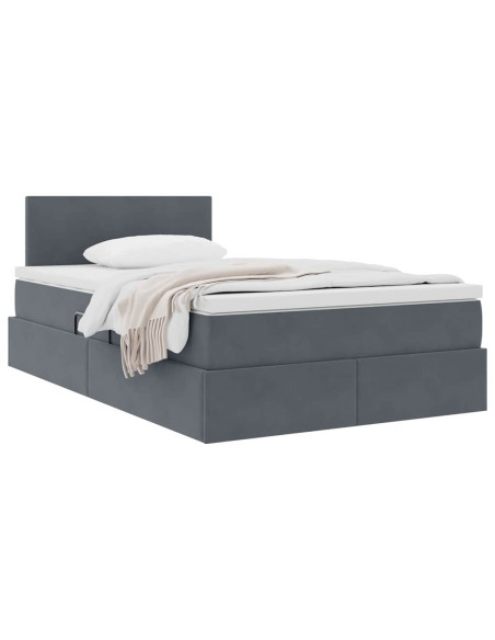 Letto con Contenitore Grigio scuro 120 x 200 cm Velluto