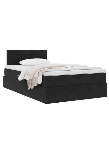 Letto con Contenitore con materasso Nero 120 x 200 cm Velluto