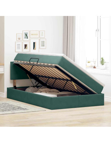 Letto con Contenitore Verde Scuro 120 x 200 cm Velluto