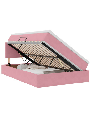 Letto con Contenitore con materasso Rosa 120 x 200 cm Velluto