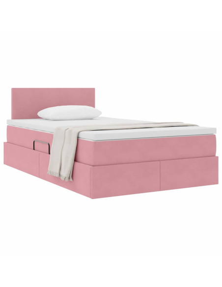 Letto con Contenitore con materasso Rosa 120 x 200 cm Velluto