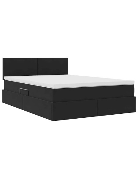 Letto con Contenitore con materasso Nero 140 x 190 cm Velluto