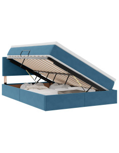 Letto con Contenitore Blu Scuro 140 x 190 cm Velluto 2