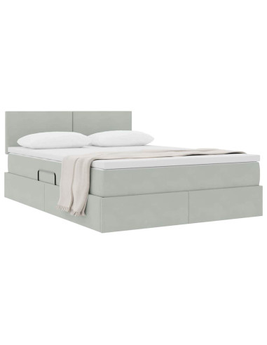Letto con Contenitore Grigio chiaro 140 x 200 cm Velluto