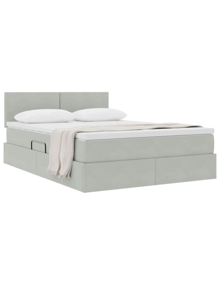 Letto con Contenitore Grigio chiaro 140 x 200 cm Velluto