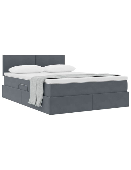 Letto con Contenitore Grigio scuro 140 x 200 cm Velluto