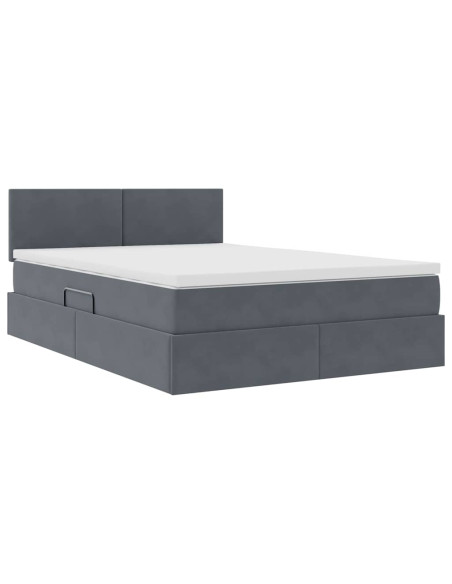 Letto con Contenitore Grigio scuro 140 x 200 cm Velluto