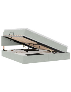 Letto con Contenitore Grigio chiaro 160 x 200 cm Velluto 2