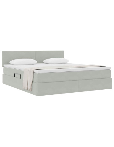 Letto con Contenitore Grigio chiaro 160 x 200 cm Velluto