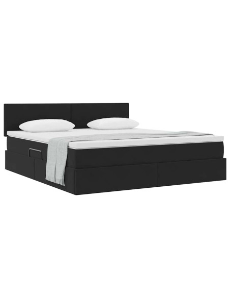 Letto con Contenitore con materasso Nero 160 x 200 cm Velluto