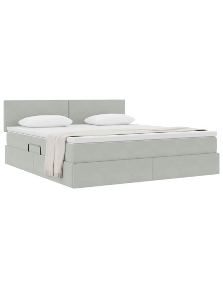 Letto con Contenitore Grigio chiaro 180 x 200 cm Velluto