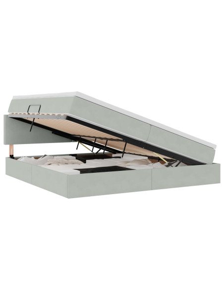 Letto con Contenitore Grigio chiaro 200 x 200 cm Velluto
