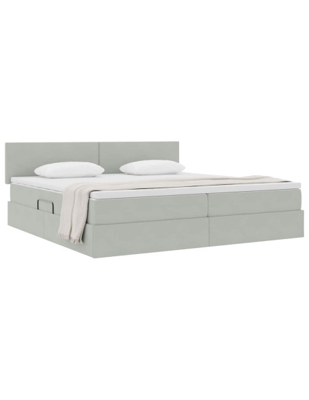 Letto con Contenitore Grigio chiaro 200 x 200 cm Velluto