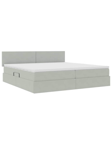 Letto con Contenitore Grigio chiaro 200 x 200 cm Velluto