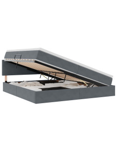 Letto con Contenitore Grigio scuro 200 x 200 cm Velluto 2