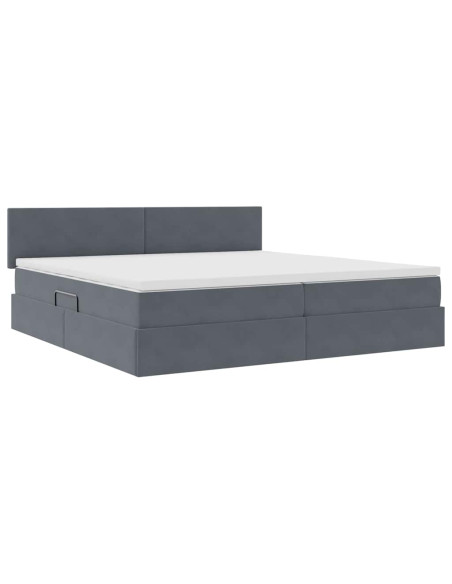 Letto con Contenitore Grigio scuro 200 x 200 cm Velluto