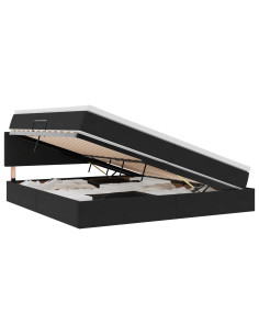 Letto con Contenitore con materasso Nero 200 x 200 cm Velluto 2