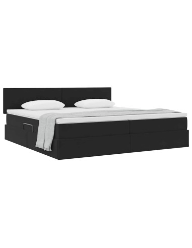 Letto con Contenitore con materasso Nero 200 x 200 cm Velluto