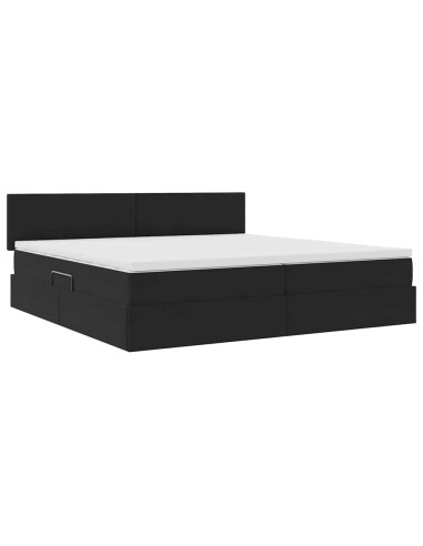 Letto con Contenitore con materasso Nero 200 x 200 cm Velluto