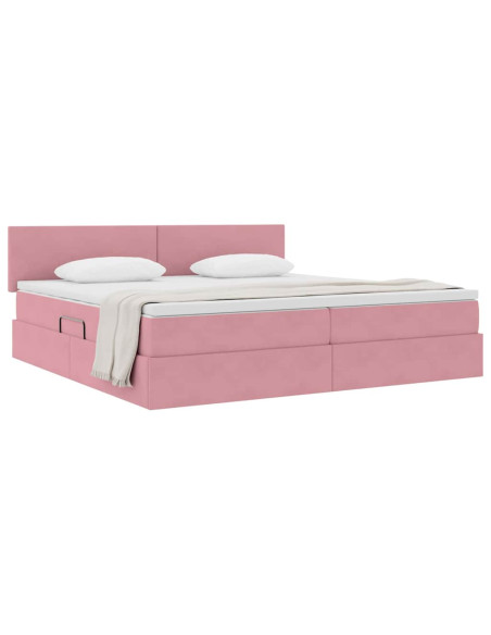 Letto con Contenitore con materasso Rosa 200 x 200 cm Velluto