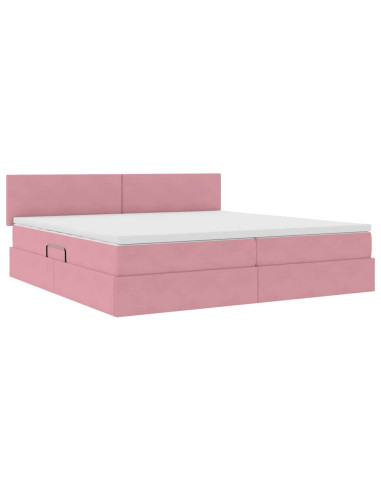 Letto con Contenitore con materasso Rosa 200 x 200 cm Velluto