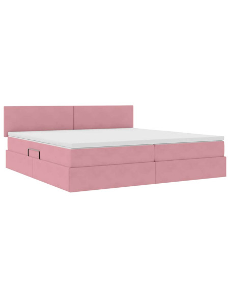 Letto con Contenitore con materasso Rosa 200 x 200 cm Velluto