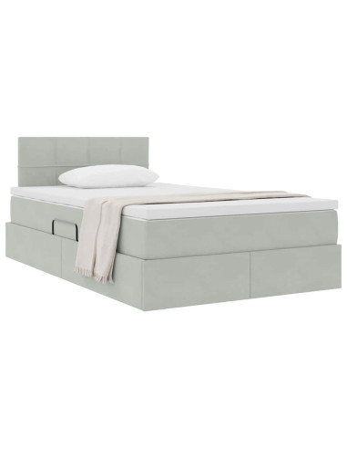 Letto con Contenitore Grigio chiaro 120 x 190 cm Velluto