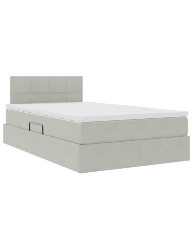Letto con Contenitore Grigio chiaro 120 x 190 cm Velluto