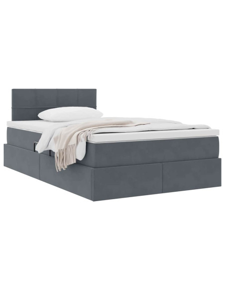 Letto con Contenitore Grigio scuro 120 x 190 cm Velluto