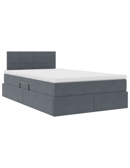 Letto con Contenitore Grigio scuro 120 x 190 cm Velluto