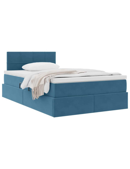 Letto con Contenitore con materasso Blu 120 x 190 cm Velluto