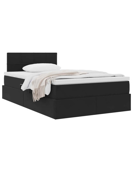 Letto con Contenitore con materasso Nero 120 x 200 cm Velluto