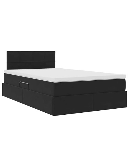 Letto con Contenitore con materasso Nero 120 x 200 cm Velluto