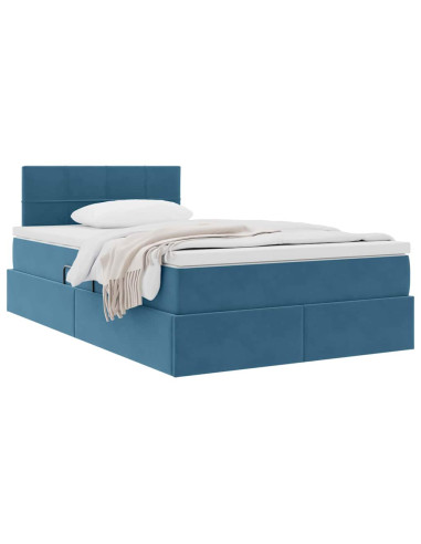 Letto con Contenitore Blu Scuro 120 x 200 cm Velluto