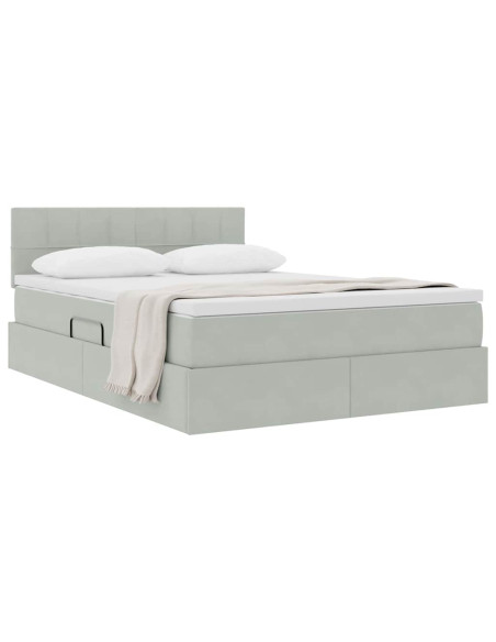Letto con Contenitore Grigio chiaro 140 x 190 cm Velluto