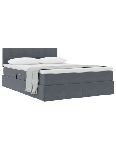 Letto con Contenitore Grigio scuro 140 x 190 cm Velluto
