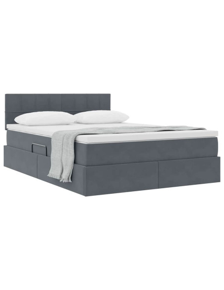 Letto con Contenitore Grigio scuro 140 x 190 cm Velluto