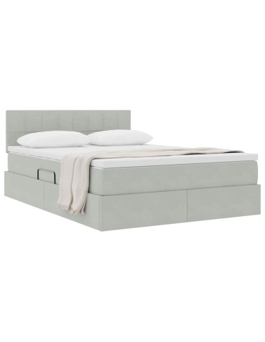 Letto con Contenitore Grigio chiaro 140 x 200 cm Velluto
