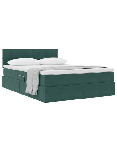 Letto con Contenitore Verde Scuro 140 x 200 cm Velluto