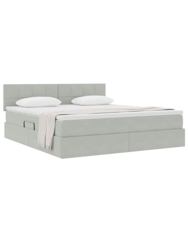 Letto con Contenitore Grigio chiaro 180 x 200 cm Velluto