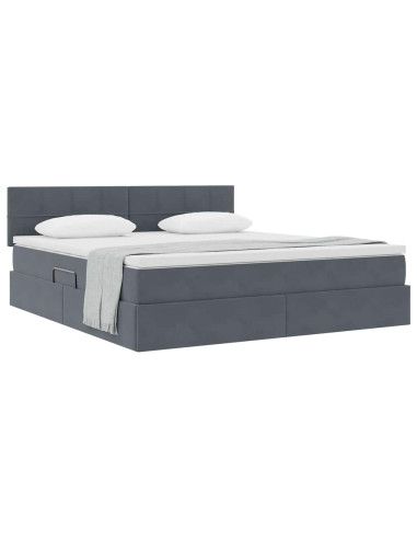 Letto con Contenitore Grigio scuro 180 x 200 cm Velluto